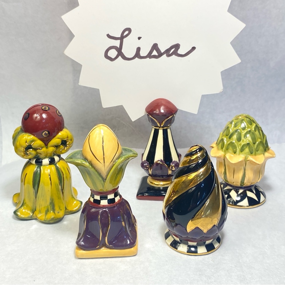 Joyce Shelton Studios Colorful Ceramic Place Card Holders Set of 5